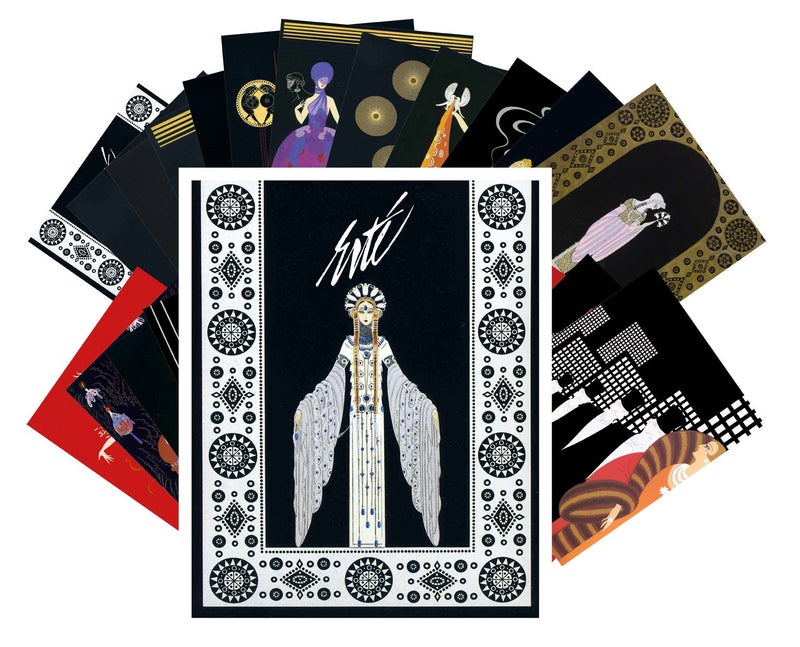 PIXILUV Vintage PostCards 24 pcs Erte Art Deco Vintage Painting - Image 1